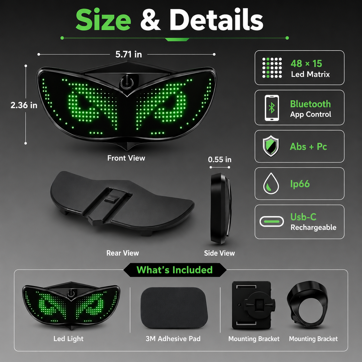 Smart LED Bike & Helmet Tail Light with Turn Signals & Brake Alert
