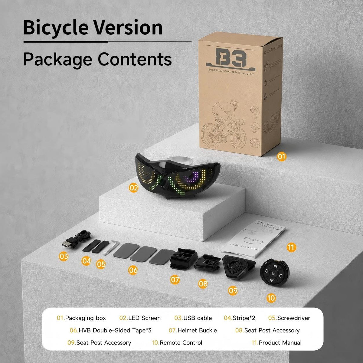 Smart LED Bike & Helmet Tail Light with Turn Signals & Brake Alert