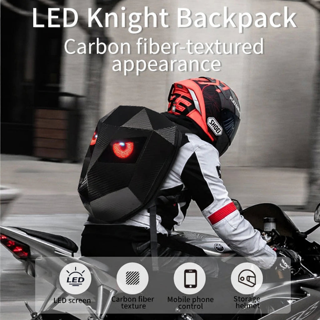 LOY Knight Luxury Geometric Hard Shell Waterproof PU Leather Custom Branded Motorcycle Helmet Riding Backpack 20-37L Capacity 副图