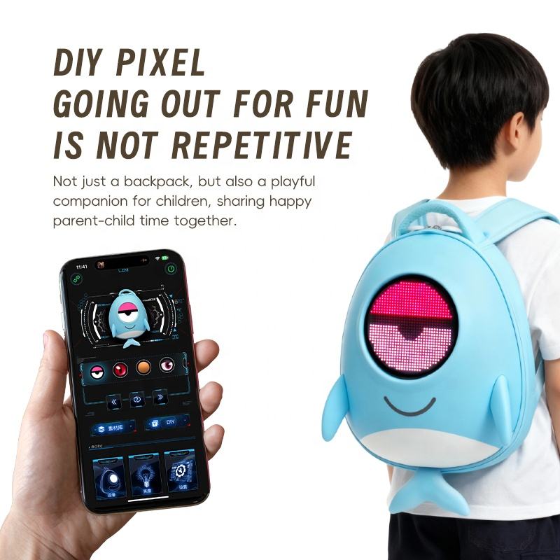 Dolphin Smart LED Backpack for Kids with Custom Pixel Display